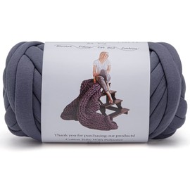 GULAKY Chunky Giant Cotton Tube Yarn Super Soft Thick for Handmade DIY Arm Knitting Blanket Yarn Merino Wool Alternative Home Decor,Dark Grey,2lb