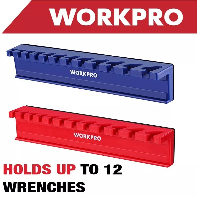 WORKPRO 2-Piece Magnetic Wrench Organizer Wrench Rack Tool Trays SAE&Metric