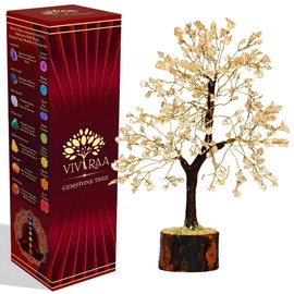 VIVIRAA Citrine Tree of Life - Healing Crystals and Gemstone Tree | Handcrafted Chakra Tree for Prosperity & Success | Unique Spiritual Gift for Office collegues, Friendship Gift, Housewarming Gift