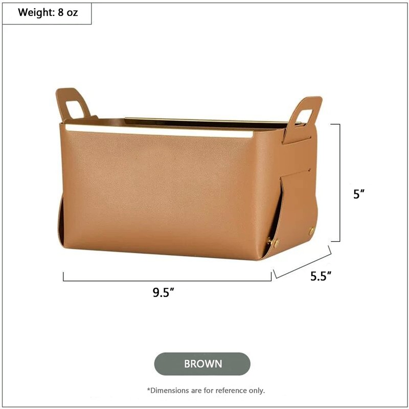 Decorative Faux Leather Basket,Small Catchall Basket for Entryway Bedside Dresser