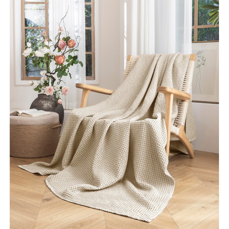 Talasily 100% Cotton Blanket Queen Size for Bed - Lightweight