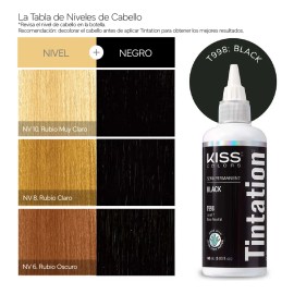 Tinte Semi Permanente Negro Para Cabello 148ml Tintation Kiss Con Aceite De Argán, Oliva, Colágeno Y Queratina Para Cuidar Tu Cabello Sin Amoníaco Y Peróxido