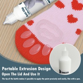 Anti Slip Sock Glue for Adults, Seniors & Pets - 3.38 fl oz Washable Non-Slip Adhesive, Latex-Free Water-Based Multi-Color Paint for Socks, Pet Socks, Mats, Hangers with Precision Tip, Clear