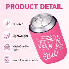 Bachelorette Party Neoprene Can Cooler Sleeves, 12 Pack Cowgirl Theme Bridal Shower Party Supplies, Insulated Beer Drink Holders for Bridesmaid Gifts (Let's Go Girl)