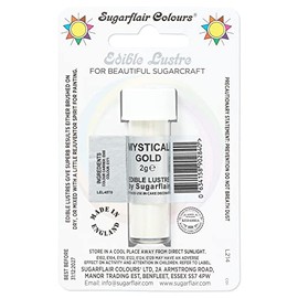 Sugarflair Mystical Gold Edible Lustre Dust, Add a Lustrous Shine to Cakes or Decorations. Brush On or Add Rejuvenator to Create Eye-Catching Edible Paint, Gives Shine to Your Bakes - 2g