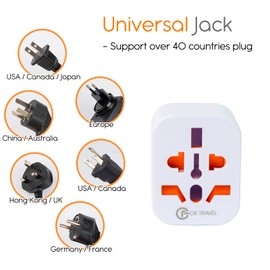 FORTRAVEL - Adaptador de enchufe universal a americano, adaptador de enchufe de viaje universal de Canadá, adaptador de enchufe estadounidense, adaptador de viaje estadounidense, convertidor de enchufe, adaptador de viaje universal, 10 A, 250 V, tipo B