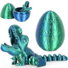 ISFOFO 3D Printed Dragon Kids Dinosaur Toys, Articulated Dragon, Crystal Dragon, Dragon Fidget Toy, Home Office Decor Executive Desk Toy Blue - Green