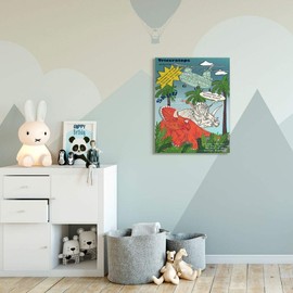 Stupell Industries Dinosaur Facts Fun Triceratops Information Mock Comic, Designed by Sangita Bachelet Wall Art, 30 x 40, Canvas