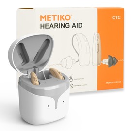 METIKO Rechargeable Hearing Aids for Seniors, Latest 16-Channel Digital RIC OTC Hearing Aid with Intelligent Noise Cancellation,17-Level Volume, Medical-Grade Materials, Nearly Invisible Design, Beige