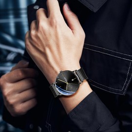 SOLLEN Black Men's Automatic Watch - Minimalist, Waterproof Wrist Watch with Calendar, 24-Hour Display and Luminous Hands - 42mm