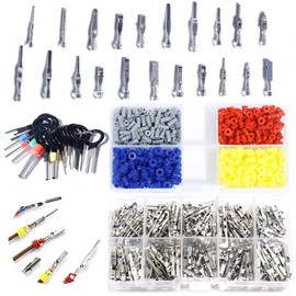708 Stück Steckverbinder Pins Kit Kfz Stecker Pin Zubehör 1/1,5/1,8/2,2/2,8/3,5mm Männliche und Weibliche Drahtdichtungen Entfernen Werkzeugsatz Kfz Set für Motorräder, Autos und Boote