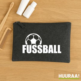 Huuraa Kulturbeutel Fussball Ball Geschenk 1 Liter Charcoal Filz Fussball Geschenkidee
