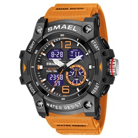 BEN NEVIS Men's Popular 50 Meter Waterproof Digital Watch, Sports Watch, Men's Multi-Function LED Display, Large Screen, Outdoor, Includes Japanese Instruction Manual, 02-orange, sports