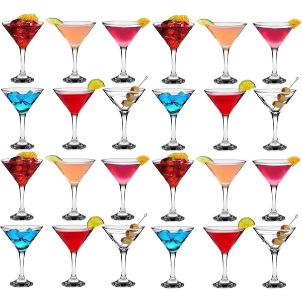 Rink Drink 24 Piece Martini Cocktail Glasses Set - Classic Style Party Drinking Barware - 175ml