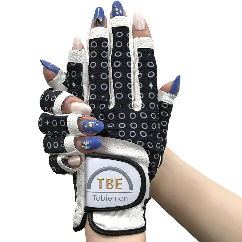TOBIEMON Golf Gloves, TOBIEMON Women's Stretch Gloves, T-LG-BL, Black, Large