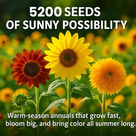 NatureZ Edge 5200+ Sunflower Seeds for Planting Bulk Variety Pack, Get More Sunflower Seeds to Plant, from Dwarf Sunflowers to Giant Sunflower Seeds, Includes Mammoth Sunflower Seeds, Non-GMO