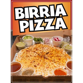 Generic Pizza Birria Decal Window Sticker Mexican Food Truck Concession Vinyl Restaurant Quesabirria Sticker Birria Sign (18"" x 14"")