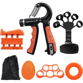 Ejercitador de mano 6 en 1 Fortalecedor de dedos y agarre con pelota, Hand gripper Finger exerciser Ejercicio de antebrazo Entrenador de fuerza para deportes de palma y antebrazos y dedos