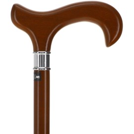Royal RC Canes - Dr. Gregory House's Walnut Stained Beechwood Derby Walking Cane with Stainless Steel Collar