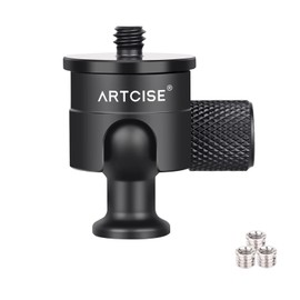 ARTCISE Mini Inverted Free Head CNC Ball Tripod Head, 8.8 lbs (4 kg) Load Capacity, 3 1/4"-3/8" Conversion Screw Adapters, Compatible with Multiple Devices, For Tabletop Tripods, Hot Shoes, Clamps, Cages
