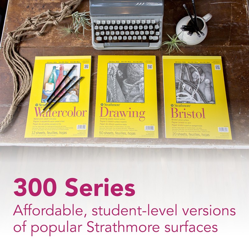 Strathmore 300 Series Sketch Pad, 5.5x8.5 inch, 100 Sheets, Side