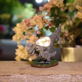 Garden Statue Dinosaur,Solar Dinosaur Decor for Outdoor,Resin Dinosaur Figurine with Solar Light for Patio,Balcony,Yard,Lawn Ornament,Perfect Garden Gift