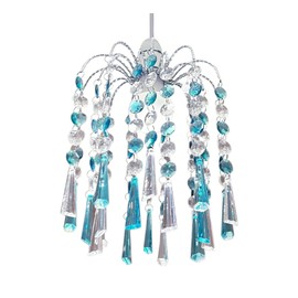 HOMION Chandelier Style Ceiling Light Shade Droplet Pendant Acrylic Crystal Bead Luxury Light Shade Compact Caravan Ceiling Pendant Teardrop Lamp Shade for Living Room Kitchen (Teal Ely)