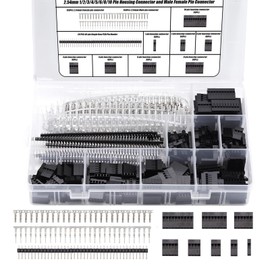 Cermant 1450PCS Dupont Connector Kit - 2.54mm 1/2/3/4/5/6/8/10 Pin Housing Connector and Male/Female Crimp,40 pin Single Row PCB pin Header