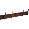 Basics Rectangular Wall-Mounted Farmhouse Coat Rack, 5 Hook,