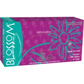 Blossom BM 46208-N-PF Blue Lite Gloves, Size L, 200 Gloves per Box; Textured Fingertips; Ambidextrous Design; Beaded Cuff