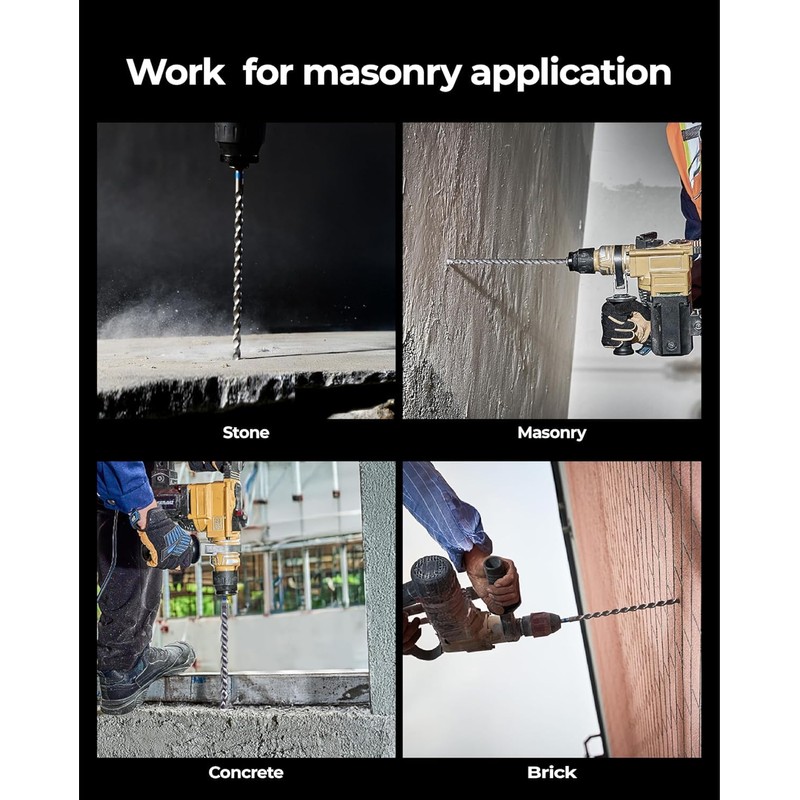 toolant Masonry Drill Bit,SDS Plus Rotary Hammer Drill Bits Set