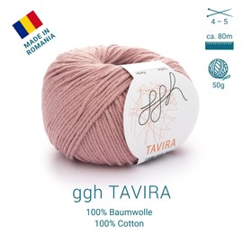 ggh Tavira Box | 6 x 50 g (Total 300 g) Cotton for Knitting or Crocheting - Colour 040 - Rosewood