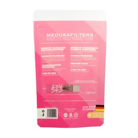 Medusafilters 50 Premium Activated Carbon Filters Slim Diameter 6 mm Tip Size with Vegan Fibre Caps and Coconut Shell Activated Carbon for Low-Toxic Smoking (Rose)
