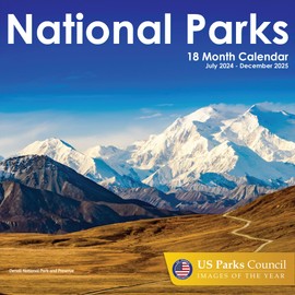 EcoEarth Biodegradable 11x22 Inch (Open) 18-Month Vertical Hanging Wall Calendar, Jul 2024 - Dec 2025 Monthly Calendar, National Parks
