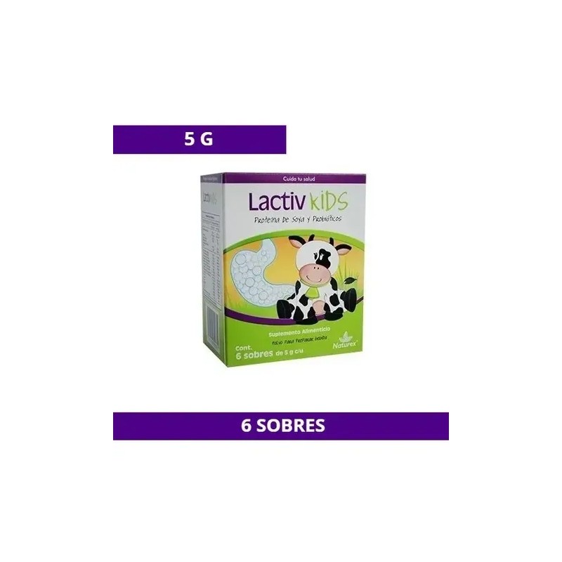 Lactiv Kids Proteína De Soya, Probióticos C/6 Sobres Naturex Sabor