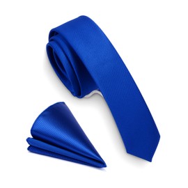 GUSLESON Skinny Work Ties Men Solid Royal Blue Tie Slim Necktie With Handkerchief Boys Gift Sets(0802-07)