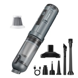 SakerPlus Car Vacuum, 4 in 1 Portable Mini Cordless Vacuum, 16000pa Suction Power, 7800mAh, Type-C Charge, Blower, Handheld Vacuum for Car, Office Desk HL139(Gray-Black)