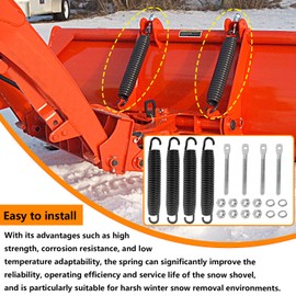 FBSCTMH 4 Packs Snow Plow Trip Springs with EyeBolts Compatible with Western C, ST Diamond Meyer BOSS Fisher Blizzard Plow Blade OEM Replaces 1302010 07017 09124 90493