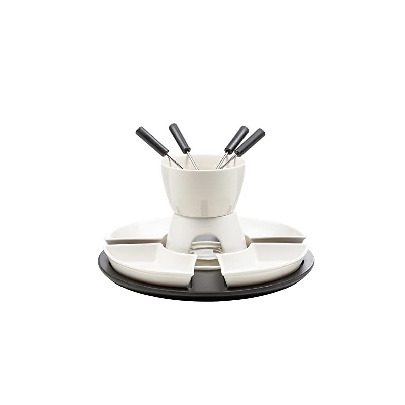 Fondue Set 11 Pieces with Pot Warmer and Forks Haushalt