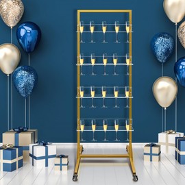 Royxen Champagne Wall Holder, Champagne Tower, Wine Glass Stemware Rack, Metal Champagne Flutes Display Stand (Large)