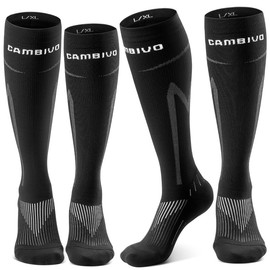 CAMBIVO Compression stockings for men and women, black with white