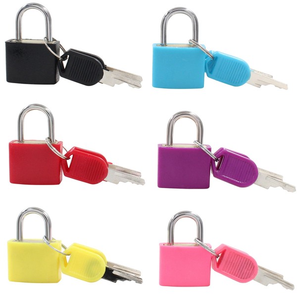 Waziaqoc 6 Pcs Luggage Locks with Keys, Small Suitcase Padlock,