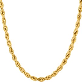 LIFETIME JEWELRY 5mm White Gold Chain for Men & Women 24k Real Gold Plated Diamond Cut Gold Rope Chain for Men & Gold Chain Necklace Women 16 to 36 Inch (30 inches, Gold)