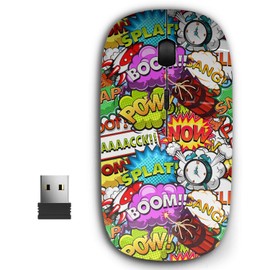 KAWAMOUSE 2.4G Ergonomic Portable USB Wireless Mouse for PC, Laptop, Computer, Notebook with Nano Receiver (Comic Speech Bubbles)