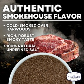 Fine-Grain Cold Smoked Sea Salt Over Alderwood for Cooking & Grilling – Unrefined Smoked Salts that Adds Smoky Flavor to Popcorn & Meat – 14 oz Bag, Sea Salt Superstore
