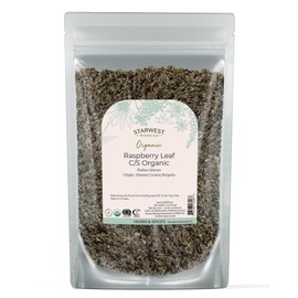 Starwest Botanicals Organic Raspberry Leaf - Herbal Loose Leaf Tea, Caffeine Free Natural Herbs, Pure Dried Raspberry Leaf, Cut & Sifted, Certified Kosher, Non-GMO - 4 oz Pouch
