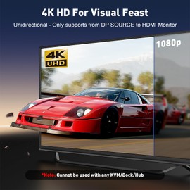 UANTIN 4K DisplayPort to HDMI Cable 6Ft | 1080P@120Hz,1440P/2K@60Hz Uni-Directional DP to HDMI Male Braided Cord Display Port to HDMI Cable for Desktop,Dell,Lenovo,ThinkPad,HP,AMD,NVIDIA