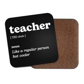 Teacher Square Coaster - Tutor Dictionary Regular But Cooler Definition Funny Joke Hobby Men Women Kitchen Drink #82655