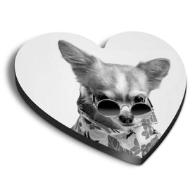1 x Heart MDF Magnets - Chihuahua Dog Puppy Tropical Shirt 37700