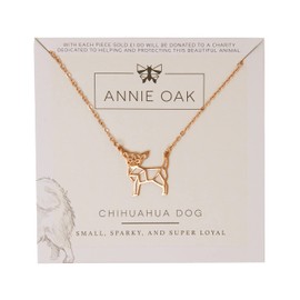 Annie Oak Womens 316L Stainless Steel 18k Rose Gold Geometric Chihuahua Dog Princess Length Necklace